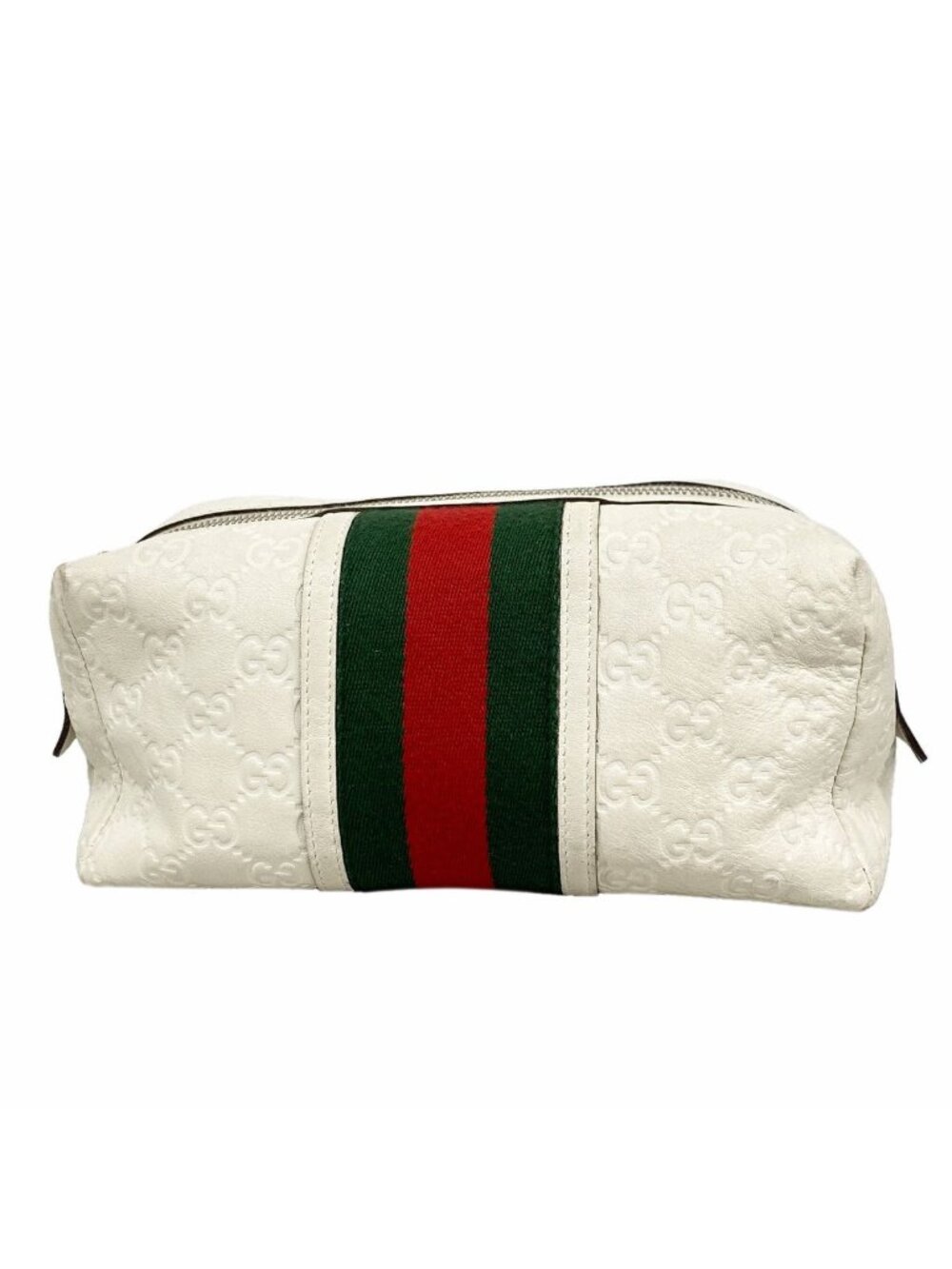 Gucci Pouch Sherry Line Guccissima Leather White Silver